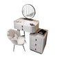 Glass/Stone Top Make-up Vanity Solid Wood Vanity Dressing Table with Storage Drawers