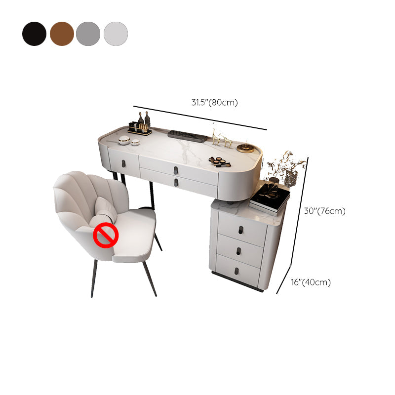 Glass/Stone Top Make-up Vanity Solid Wood Vanity Dressing Table with Storage Drawers