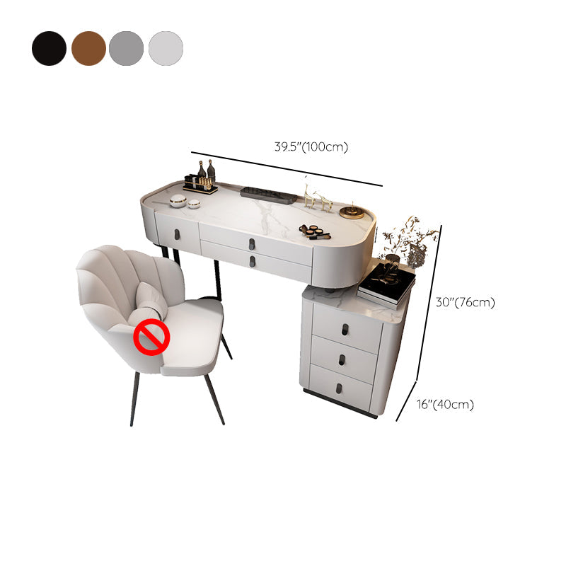 Glass/Stone Top Make-up Vanity Solid Wood Vanity Dressing Table with Storage Drawers