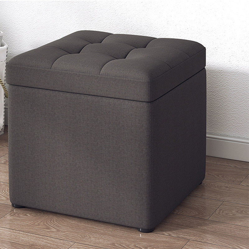 Modern Dark Grey Square Pouf Cotton Tear Resistant Pouf for Living Room Dark Gray 1 Piece Clearhalo 'furn' 'furn_ottomans_poufs' 'Furniture' 'Living Room Furniture' 'Ottomans & Poufs' 'ottomans_poufs' 6525295