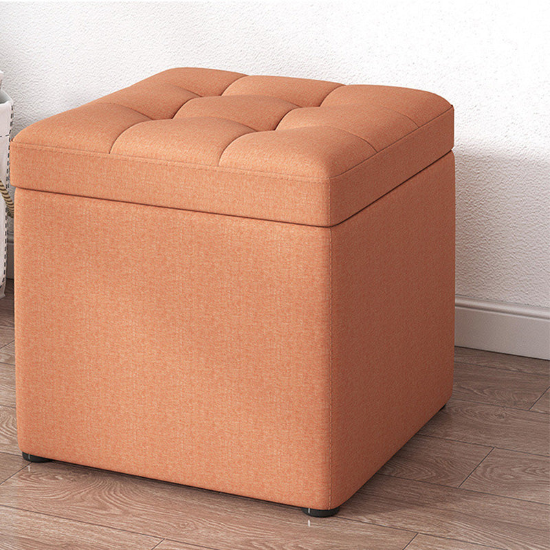 Modern Dark Grey Square Pouf Cotton Tear Resistant Pouf for Living Room Orange 1 Piece Clearhalo 'furn' 'furn_ottomans_poufs' 'Furniture' 'Living Room Furniture' 'Ottomans & Poufs' 'ottomans_poufs' 6525307