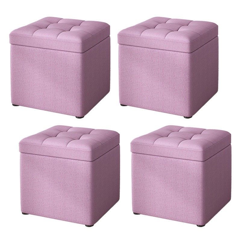 Modern Dark Grey Square Pouf Cotton Tear Resistant Pouf for Living Room Light Purple 4 Piece Set Clearhalo 'furn' 'furn_ottomans_poufs' 'Furniture' 'Living Room Furniture' 'Ottomans & Poufs' 'ottomans_poufs' 6525318