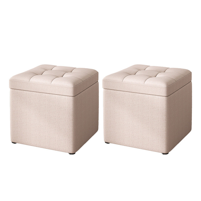 Modern Dark Grey Square Pouf Cotton Tear Resistant Pouf for Living Room Beige 2 Piece Set Clearhalo 'furn' 'furn_ottomans_poufs' 'Furniture' 'Living Room Furniture' 'Ottomans & Poufs' 'ottomans_poufs' 6525323