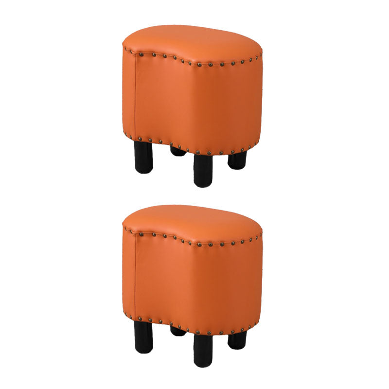Modern Coffee Standard Leather Specialty Standard for Living Room Orange 2 Piece Set Clearhalo 'furn' 'furn_ottomans_poufs' 'Furniture' 'Living Room Furniture' 'Ottomans & Poufs' 'ottomans_poufs' 6525355
