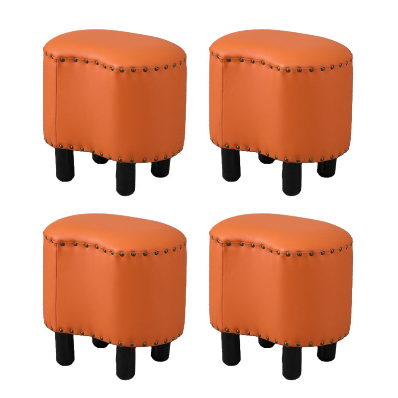 Modern Coffee Standard Leather Specialty Standard for Living Room Orange 4 Piece Set Clearhalo 'furn' 'furn_ottomans_poufs' 'Furniture' 'Living Room Furniture' 'Ottomans & Poufs' 'ottomans_poufs' 6525356