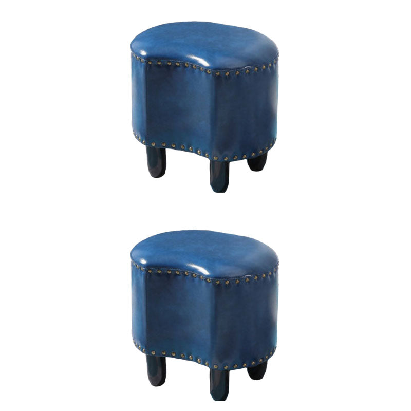 Modern Coffee Standard Leather Specialty Standard for Living Room Peacock Blue 2 Piece Set Clearhalo 'furn' 'furn_ottomans_poufs' 'Furniture' 'Living Room Furniture' 'Ottomans & Poufs' 'ottomans_poufs' 6525361