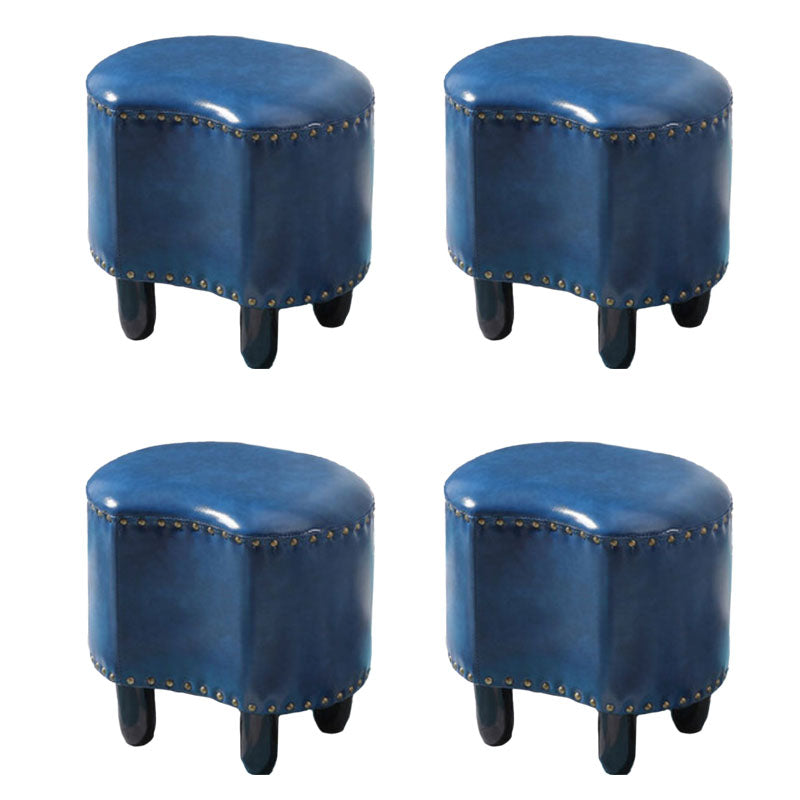 Modern Coffee Standard Leather Specialty Standard for Living Room Peacock Blue 4 Piece Set Clearhalo 'furn' 'furn_ottomans_poufs' 'Furniture' 'Living Room Furniture' 'Ottomans & Poufs' 'ottomans_poufs' 6525362