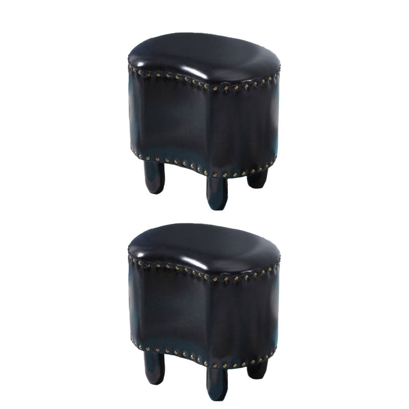 Modern Coffee Standard Leather Specialty Standard for Living Room Black 2 Piece Set Clearhalo 'furn' 'furn_ottomans_poufs' 'Furniture' 'Living Room Furniture' 'Ottomans & Poufs' 'ottomans_poufs' 6525363