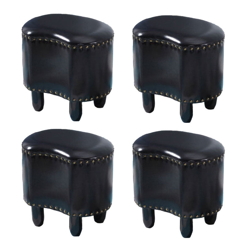 Modern Coffee Standard Leather Specialty Standard for Living Room Black 4 Piece Set Clearhalo 'furn' 'furn_ottomans_poufs' 'Furniture' 'Living Room Furniture' 'Ottomans & Poufs' 'ottomans_poufs' 6525364