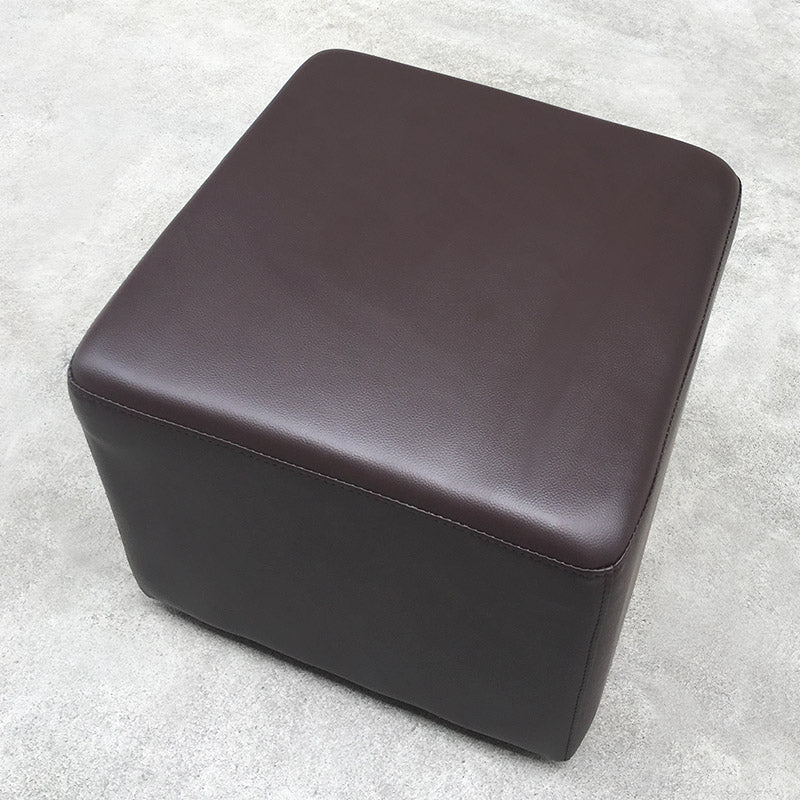 Mid-Century Modern Pouf Ottoman Genuine Leather Upholstered Solid Color Square Ottoman Coffee 1 Piece Clearhalo 'furn' 'furn_ottomans_poufs' 'Furniture' 'Living Room Furniture' 'Ottomans & Poufs' 'ottomans_poufs' 6525379
