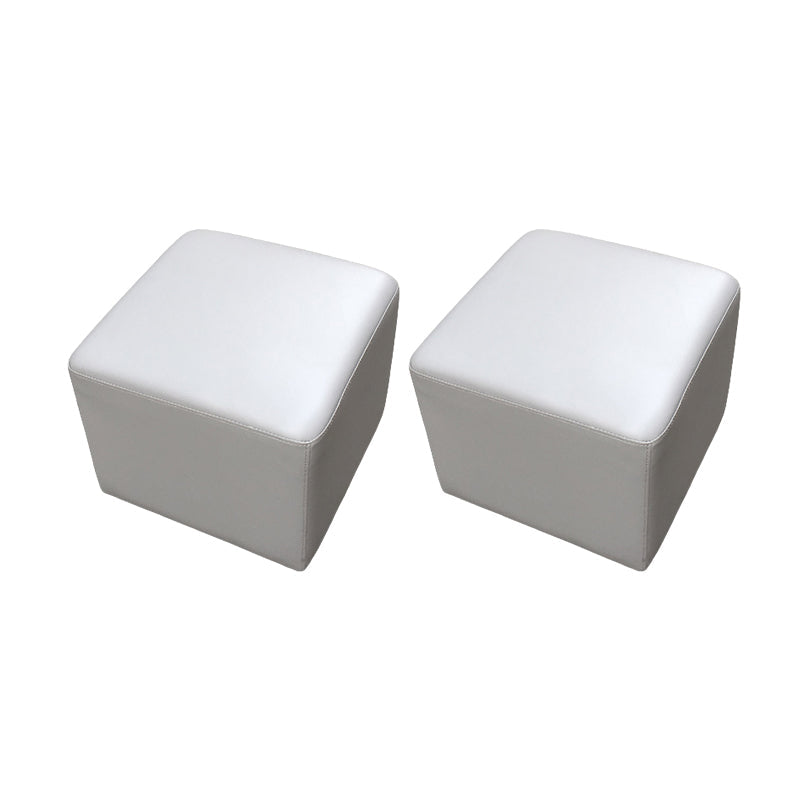 Mid-Century Modern Pouf Ottoman Genuine Leather Upholstered Solid Color Square Ottoman Dark Gray 2 Piece Set Clearhalo 'furn' 'furn_ottomans_poufs' 'Furniture' 'Living Room Furniture' 'Ottomans & Poufs' 'ottomans_poufs' 6525388