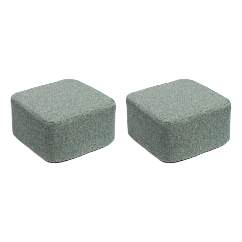 Contemporary Pouf Ottoman Fabric Upholstered Solid Color Square Ottoman Sage Green 2 Piece Set Clearhalo 'furn' 'furn_ottomans_poufs' 'Furniture' 'Living Room Furniture' 'Ottomans & Poufs' 'ottomans_poufs' 6525419