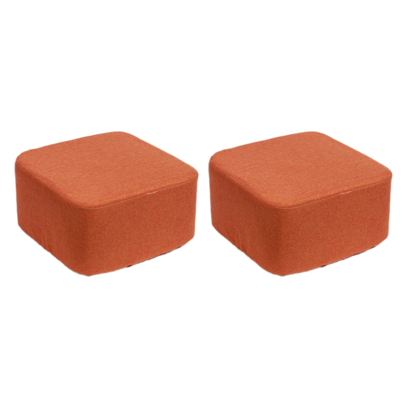 Contemporary Pouf Ottoman Fabric Upholstered Solid Color Square Ottoman Orange 2 Piece Set Clearhalo 'furn' 'furn_ottomans_poufs' 'Furniture' 'Living Room Furniture' 'Ottomans & Poufs' 'ottomans_poufs' 6525425