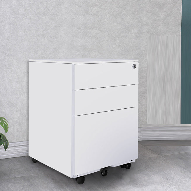 Industrial Metal Cabinet Locking Drawers Filing Cabinet with Wheels White Side Pulls Clearhalo 'Filing Cabinets' 'filling_cabinets' 'furn' 'furn_filling_cabinets' 'Furniture' 'Office Furniture' 6525495