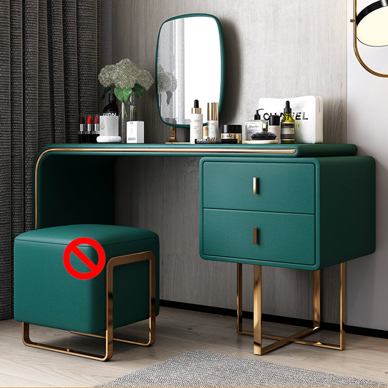 Tavolo da toeletta per vanità in legno di trucco in pelle con 2 cassetti di stoccaggio