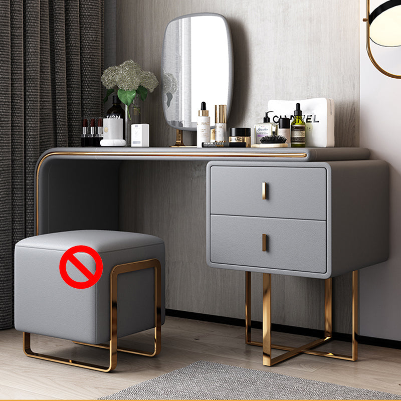 Tavolo da toeletta per vanità in legno di trucco in pelle con 2 cassetti di stoccaggio