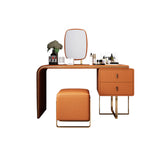 Tavolo da toeletta per vanità in legno di trucco in pelle con 2 cassetti di stoccaggio