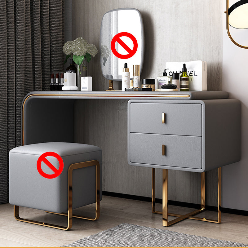 Tavolo da toeletta per vanità in legno di trucco in pelle con 2 cassetti di stoccaggio