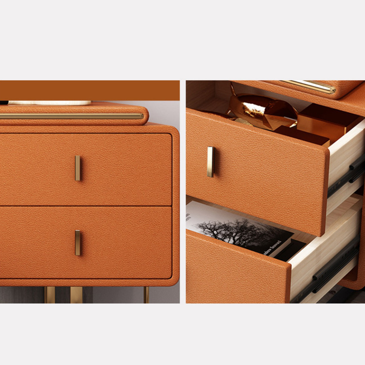 Tavolo da toeletta per vanità in legno di trucco in pelle con 2 cassetti di stoccaggio