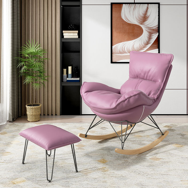 Luxury Leisure Home Rocker Chair Waterproof Chair for Living Room Rocking Chair with Ottomans Pink Clearhalo 'Chairs & Seating' 'furn' 'furn_rocking_chairs' 'Furniture' 'Living Room Furniture' 'Rocking Chairs' 'rocking_chairs' 6525617