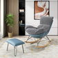 Luxury Leisure Home Rocker Chair Waterproof Chair for Living Room Rocking Chair with Ottomans Blue Houndstooth Clearhalo 'Chairs & Seating' 'furn' 'furn_rocking_chairs' 'Furniture' 'Living Room Furniture' 'Rocking Chairs' 'rocking_chairs' 6525620