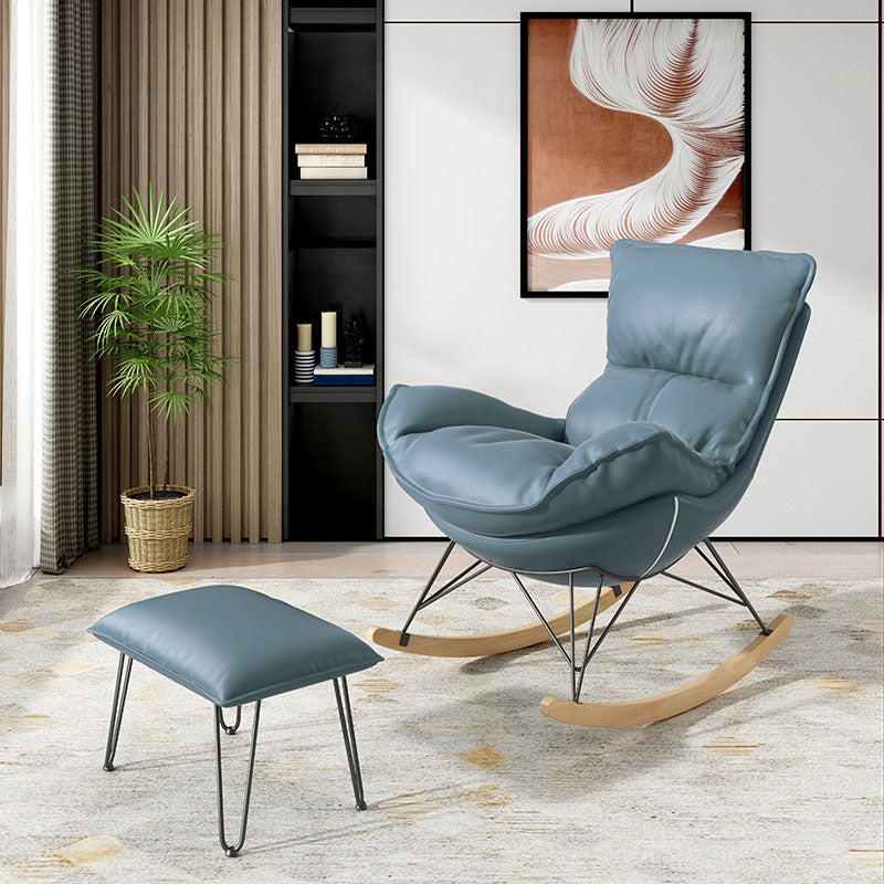 Luxury Leisure Home Rocker Chair Waterproof Chair for Living Room Rocking Chair with Ottomans Blue Clearhalo 'Chairs & Seating' 'furn' 'furn_rocking_chairs' 'Furniture' 'Living Room Furniture' 'Rocking Chairs' 'rocking_chairs' 6525624