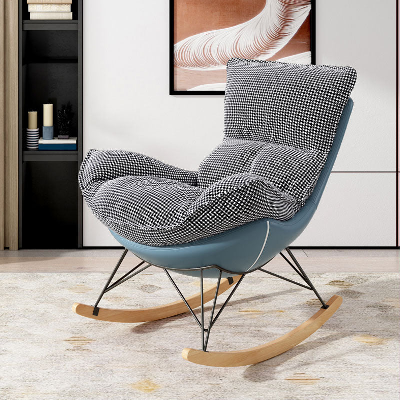 Luxury Leisure Home Rocker Chair Waterproof Chair for Living Room Rocking Chair Blue Houndstooth Clearhalo 'Chairs & Seating' 'furn' 'furn_rocking_chairs' 'Furniture' 'Living Room Furniture' 'Rocking Chairs' 'rocking_chairs' 6525626