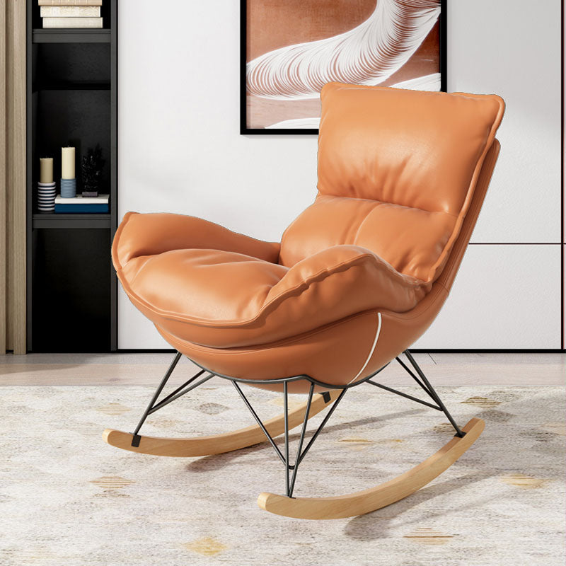 Luxury Leisure Home Rocker Chair Waterproof Chair for Living Room Rocking Chair Orange Clearhalo 'Chairs & Seating' 'furn' 'furn_rocking_chairs' 'Furniture' 'Living Room Furniture' 'Rocking Chairs' 'rocking_chairs' 6525635