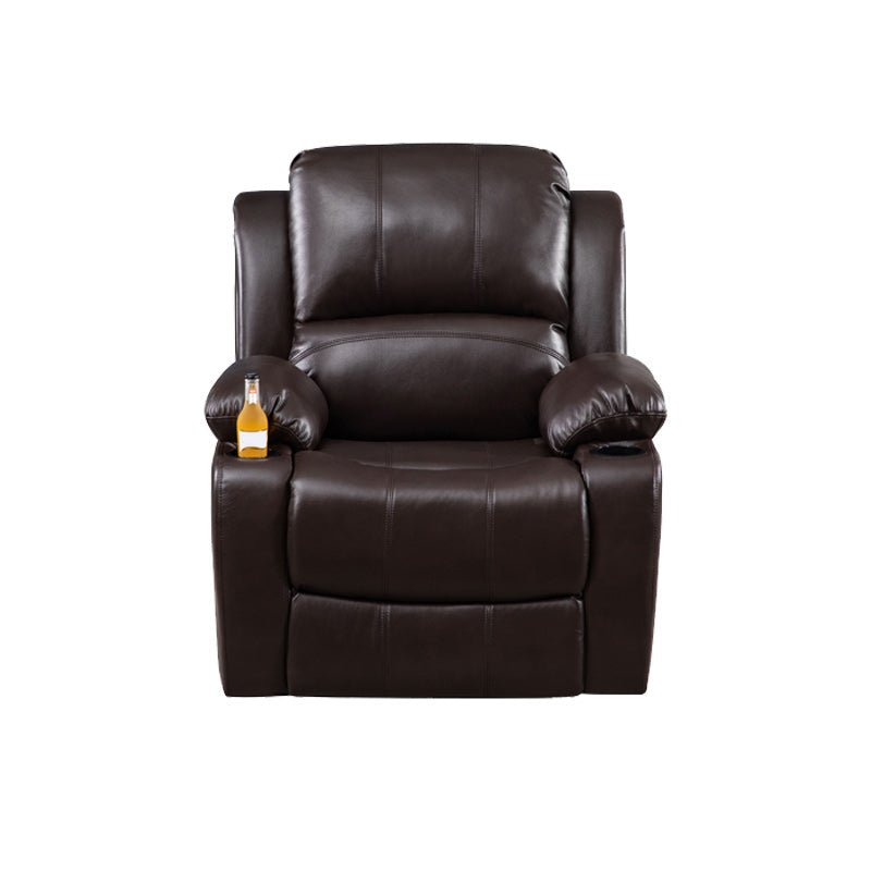 Solid Color Recliner Modern Home Theater Single Home Theater Recliner Brown Clearhalo 'Chairs & Seating' 'furn' 'furn_recliners' 'Furniture' 'Living Room Furniture' 'Recliners' 6529198