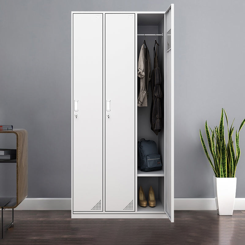 Hinged Wardrobe Cabinet with Mirror Contemporary Steel Wardrobe Armoire 3 Clearhalo 'Armoires & Wardrobes' 'armoires_wardrobes' 'Bedroom Furniture' 'furn' 'furn_armoires_wardrobes' 'Furniture' 6529326