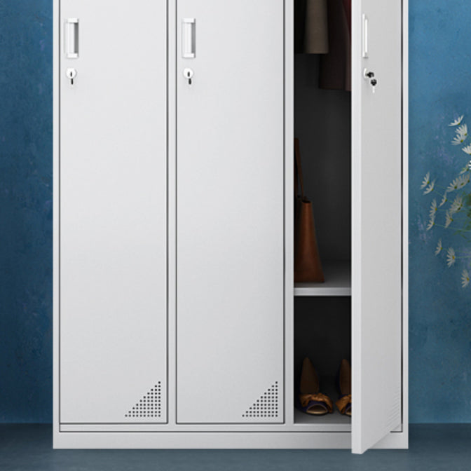 Hinged Wardrobe Cabinet with Mirror Contemporary Steel Wardrobe Armoire Clearhalo 'Armoires & Wardrobes' 'armoires_wardrobes' 'Bedroom Furniture' 'furn' 'furn_armoires_wardrobes' 'Furniture' 6529327