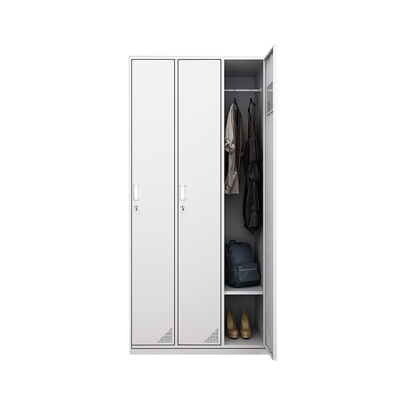 Hinged Wardrobe Cabinet with Mirror Contemporary Steel Wardrobe Armoire Clearhalo 'Armoires & Wardrobes' 'armoires_wardrobes' 'Bedroom Furniture' 'furn' 'furn_armoires_wardrobes' 'Furniture' 6529328