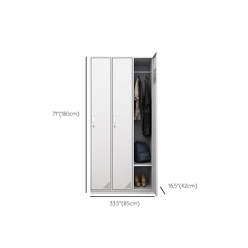 Hinged Wardrobe Cabinet with Mirror Contemporary Steel Wardrobe Armoire Clearhalo 'Armoires & Wardrobes' 'armoires_wardrobes' 'Bedroom Furniture' 'furn' 'furn_armoires_wardrobes' 'Furniture' 6529331