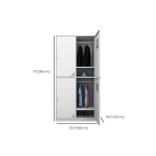 Hinged Wardrobe Cabinet with Mirror Contemporary Steel Wardrobe Armoire Clearhalo 'Armoires & Wardrobes' 'armoires_wardrobes' 'Bedroom Furniture' 'furn' 'furn_armoires_wardrobes' 'Furniture' 6529332