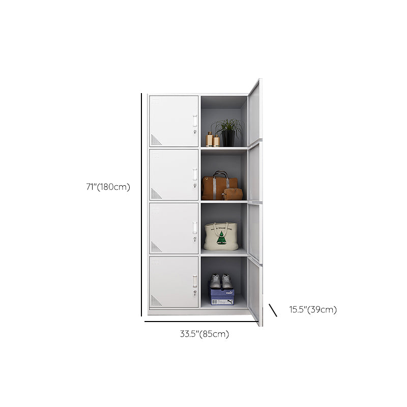 Hinged Wardrobe Cabinet with Mirror Contemporary Steel Wardrobe Armoire Clearhalo 'Armoires & Wardrobes' 'armoires_wardrobes' 'Bedroom Furniture' 'furn' 'furn_armoires_wardrobes' 'Furniture' 6529335