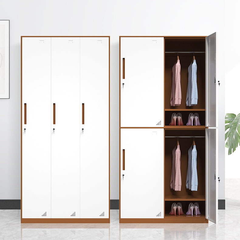 Hinged Wardrobe Armoire with Garment Rod Steel Wardrobe Cabinet