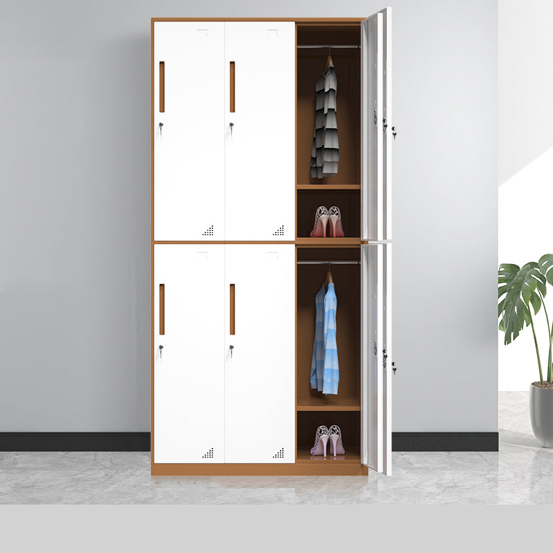 Hinged Wardrobe Armoire with Garment Rod Steel Wardrobe Cabinet