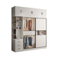 White Colour Wooden Wardrobe Cloth Rod Included Wardrobe Closet with Sliding Doors 79"L x 24"W x 83"H Armories & Top Cabinet Clearhalo 'Armoires & Wardrobes' 'armoires_wardrobes' 'Bedroom Furniture' 'furn' 'furn_armoires_wardrobes' 'Furniture' 6529357