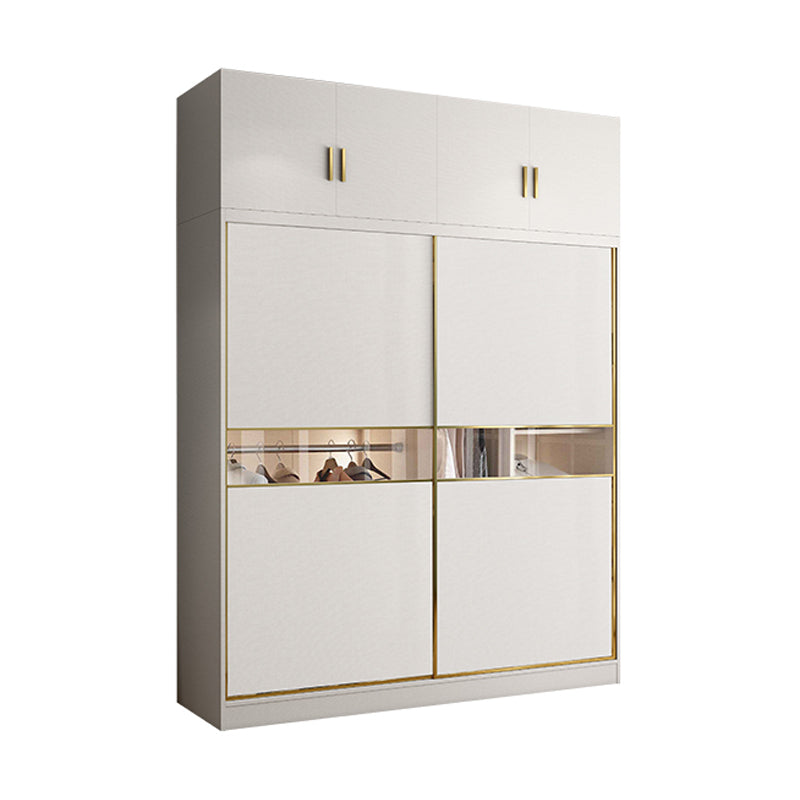White Colour Wooden Wardrobe Modern Cloth Rod Included Wardrobe Closet