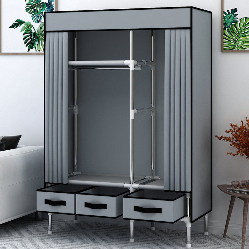 Matte Finish Wardrobe for Home Modern Style Storage Cabinet with Metal Frame