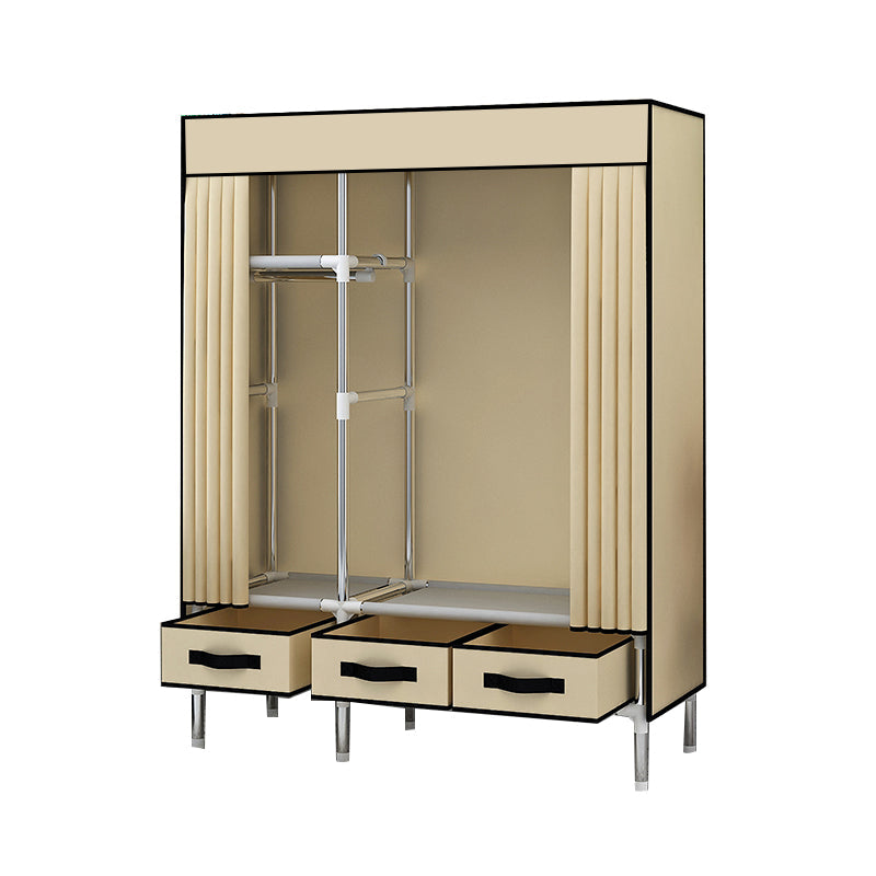 Matte Finish Wardrobe for Home Modern Style Storage Cabinet with Metal Frame