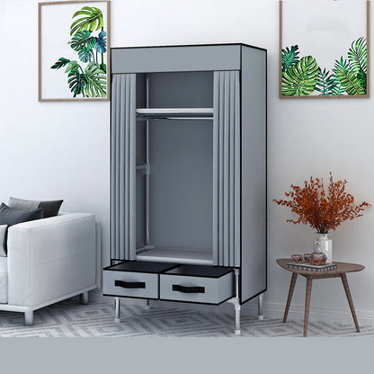 Matte Finish Wardrobe for Home Modern Style Storage Cabinet with Metal Frame