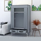 Matte Finish Wardrobe for Home Modern Style Storage Cabinet with Metal Frame