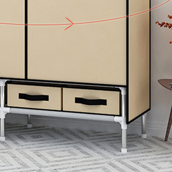 Matte Finish Wardrobe for Home Modern Style Storage Cabinet with Metal Frame