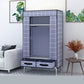 Matte Finish Wardrobe for Home Modern Style Storage Cabinet with Metal Frame