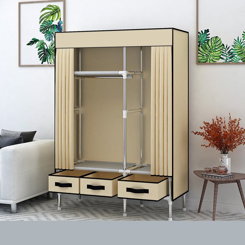 Matte Finish Wardrobe for Home Modern Style Storage Cabinet with Metal Frame