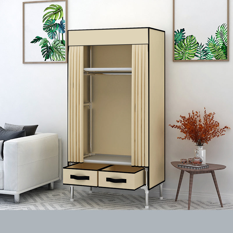 Matte Finish Wardrobe for Home Modern Style Storage Cabinet with Metal Frame