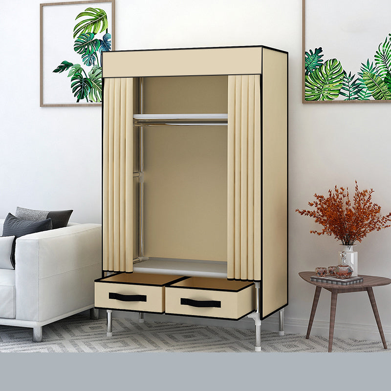 Matte Finish Wardrobe for Home Modern Style Storage Cabinet with Metal Frame