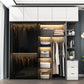 Modern Style Glass Wardrobe Black Colour Wardrobe Closet with Sliding Door