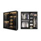 Modern Style Glass Wardrobe Black Colour Wardrobe Closet with Sliding Door
